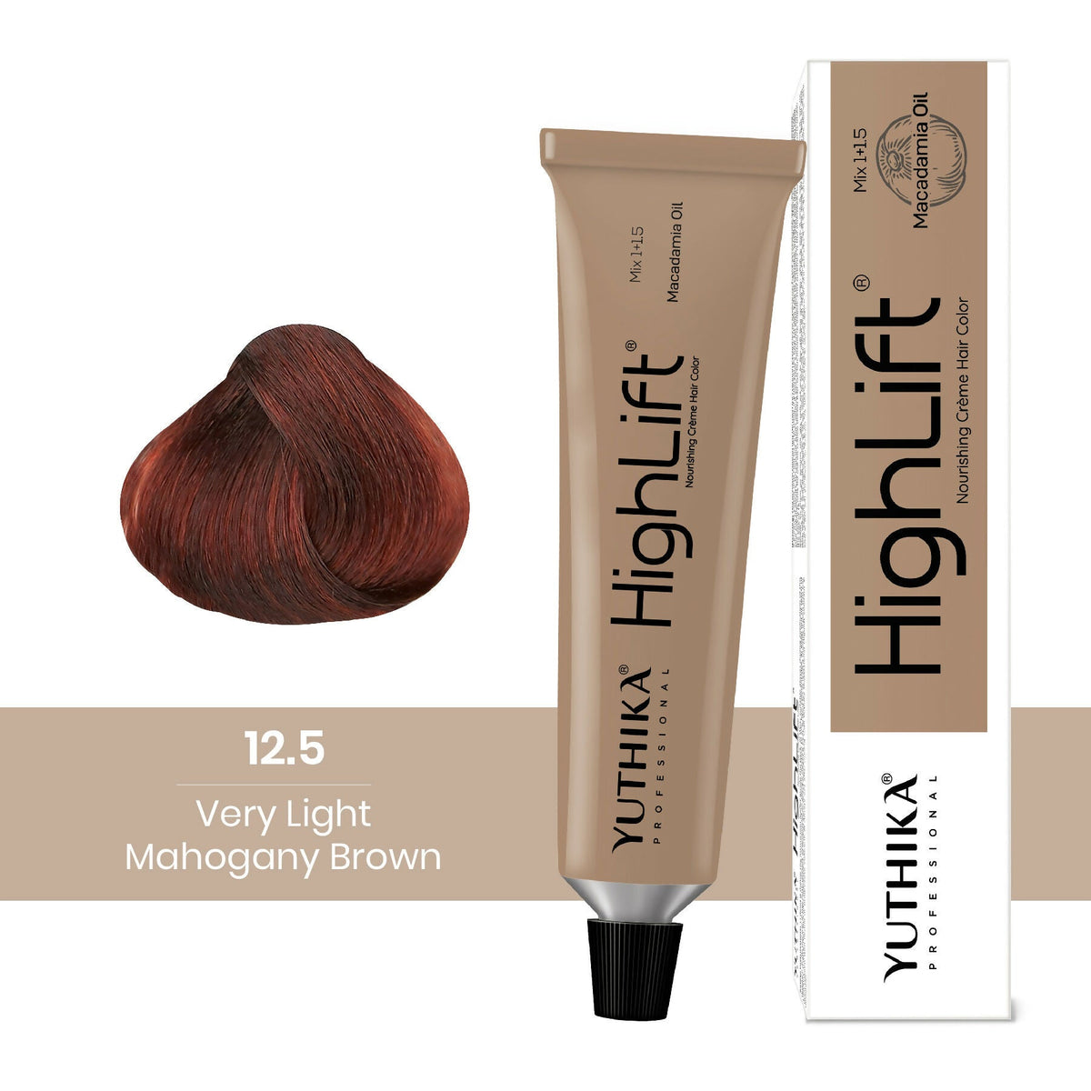 Yuthika Professional High lift Creme Hair Colour 12.5 Very Light Mahogany Brown | Grocsy