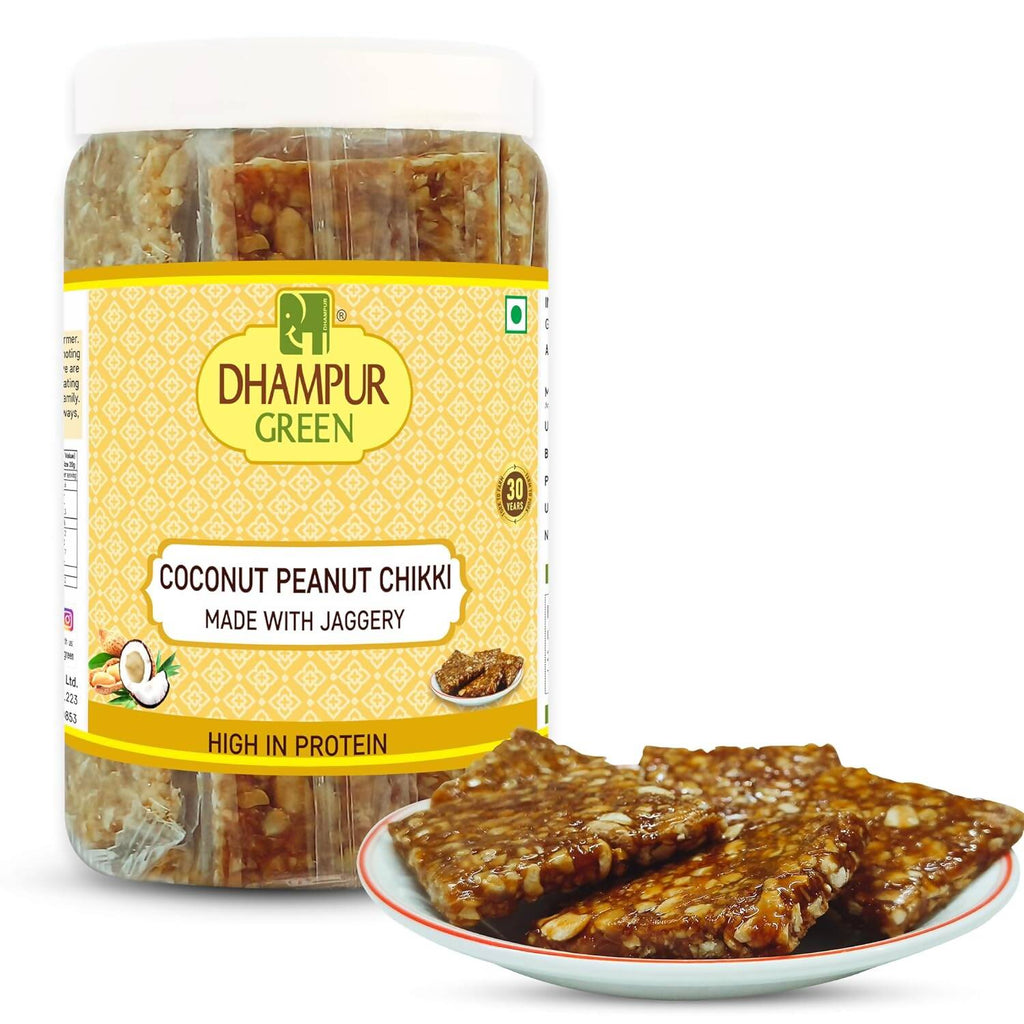 Dhampur Green Coconut Peanut Chikki | Grocsy