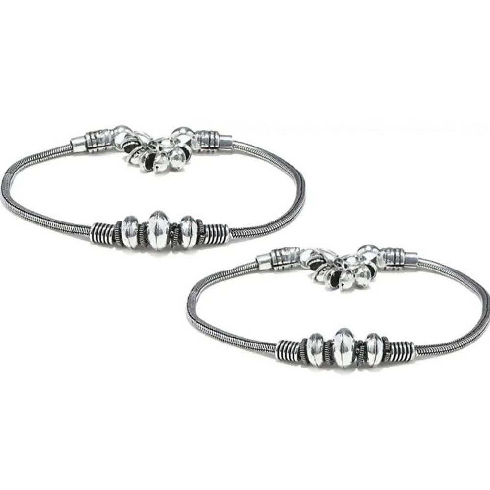 Mominos Fashion Trendy Oxidised Silver Plated Anklets For Girls | Grocsy