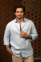 Linen Sky Blue Pearl Drift Shirt By Hilo Design | Grocsy