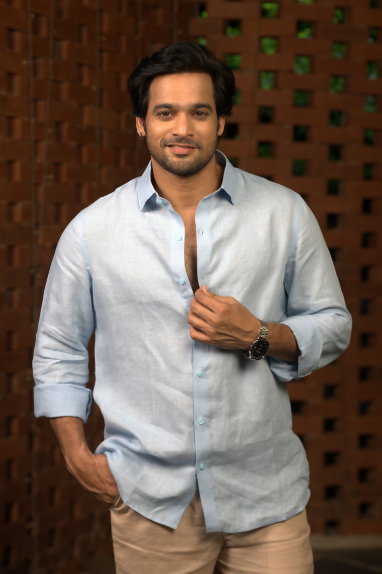 Linen Sky Blue Pearl Drift Shirt By Hilo Design | Grocsy