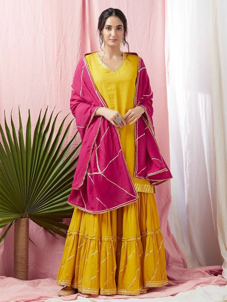 Cheera Turquoise Kurta Skirt Dupatta Set (CH049K) | Grocsy