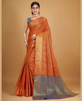 Orange Silk Woven Design Saree With Unstitched Blouse Piece - Akshita | Grocsy