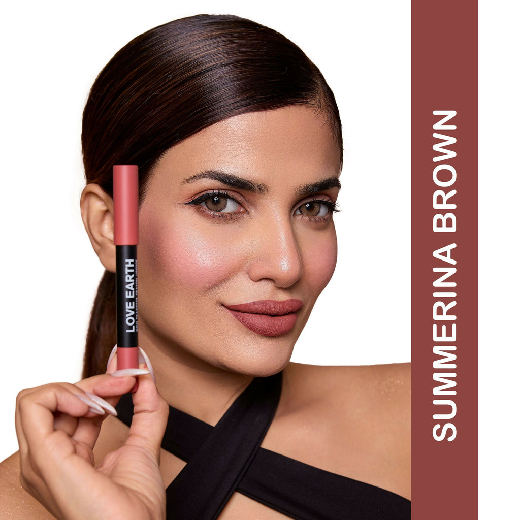 Love Earth Lip Crayon Non-Transfer Lipstick - Summerina Brown | Grocsy
