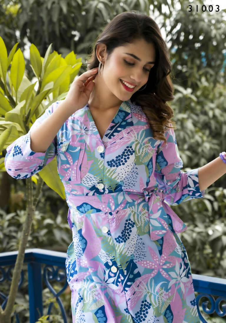 Casual Fashionable Multi Muslin Cotton co-ord set - Manya | Grocsy