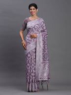 Shree Shyam Fashion Linen Cotton Violet Saree | Grocsy