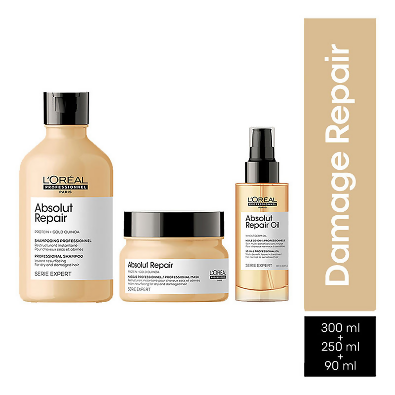 L'Oreal Professionnel Absolut Repair Shampoo, Hair Mask & Hair Serum, Serie Expert | Grocsy