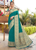 Sky Blue Banarasi Silk Woven Design Saree with Unstitched Blouse Piece - Aachal | Grocsy