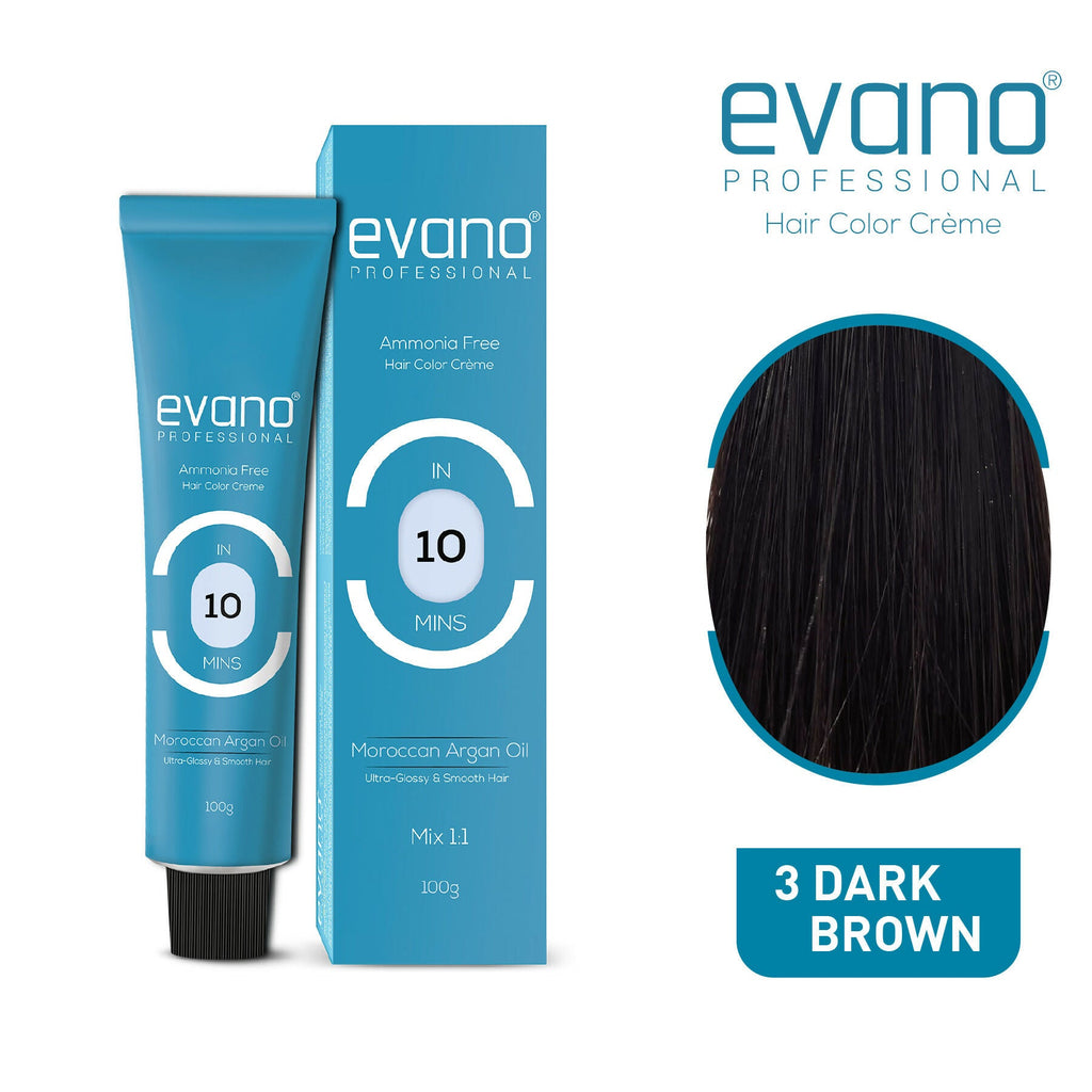 Evano Professional Creme Hair Colour Dark Brown for Women & Men | Grocsy