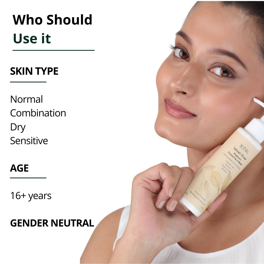Botnal Velvet Rinse Probiotic Creme Face Wash with Colloidal Oats for Hydration | Grocsy