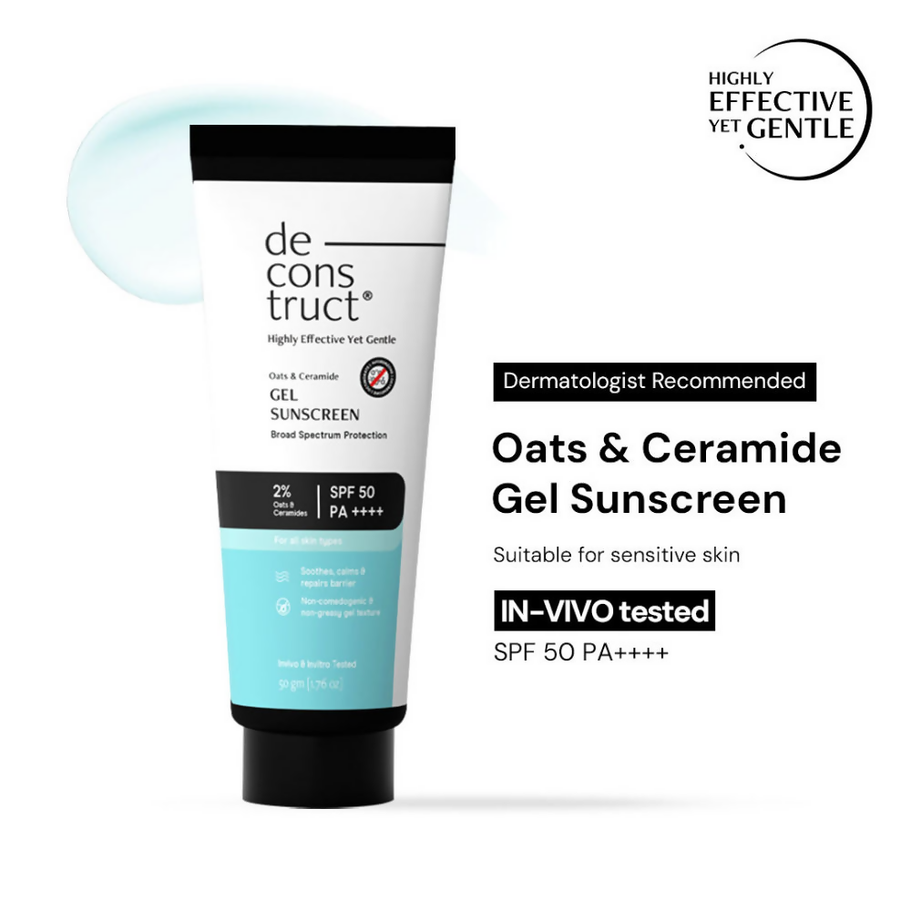 Deconstruct Oats & Ceramide Gel Sunscreen In Vivo Tested SPF 50 PA+++ | Grocsy