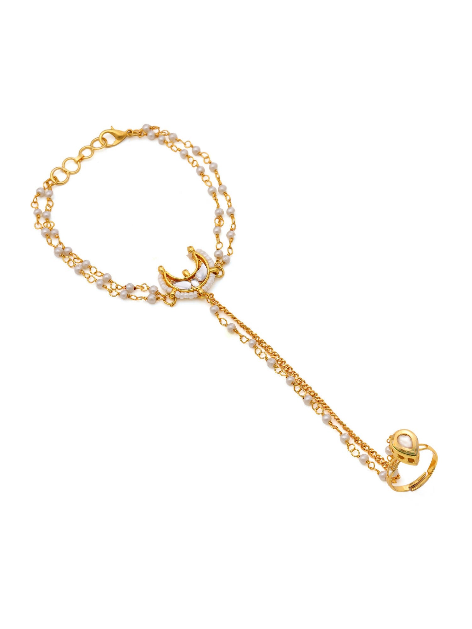 Ruby Raang Gold Chand Kundan Haath Phool | Grocsy
