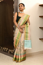 Joban Fashion Multicolor Saree Tissue Rainbow Digital Print With Embroidery | Grocsy