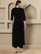 Joban Fashion Women Black Velvet Hand Embellishment Stitched Kurta Set | Grocsy