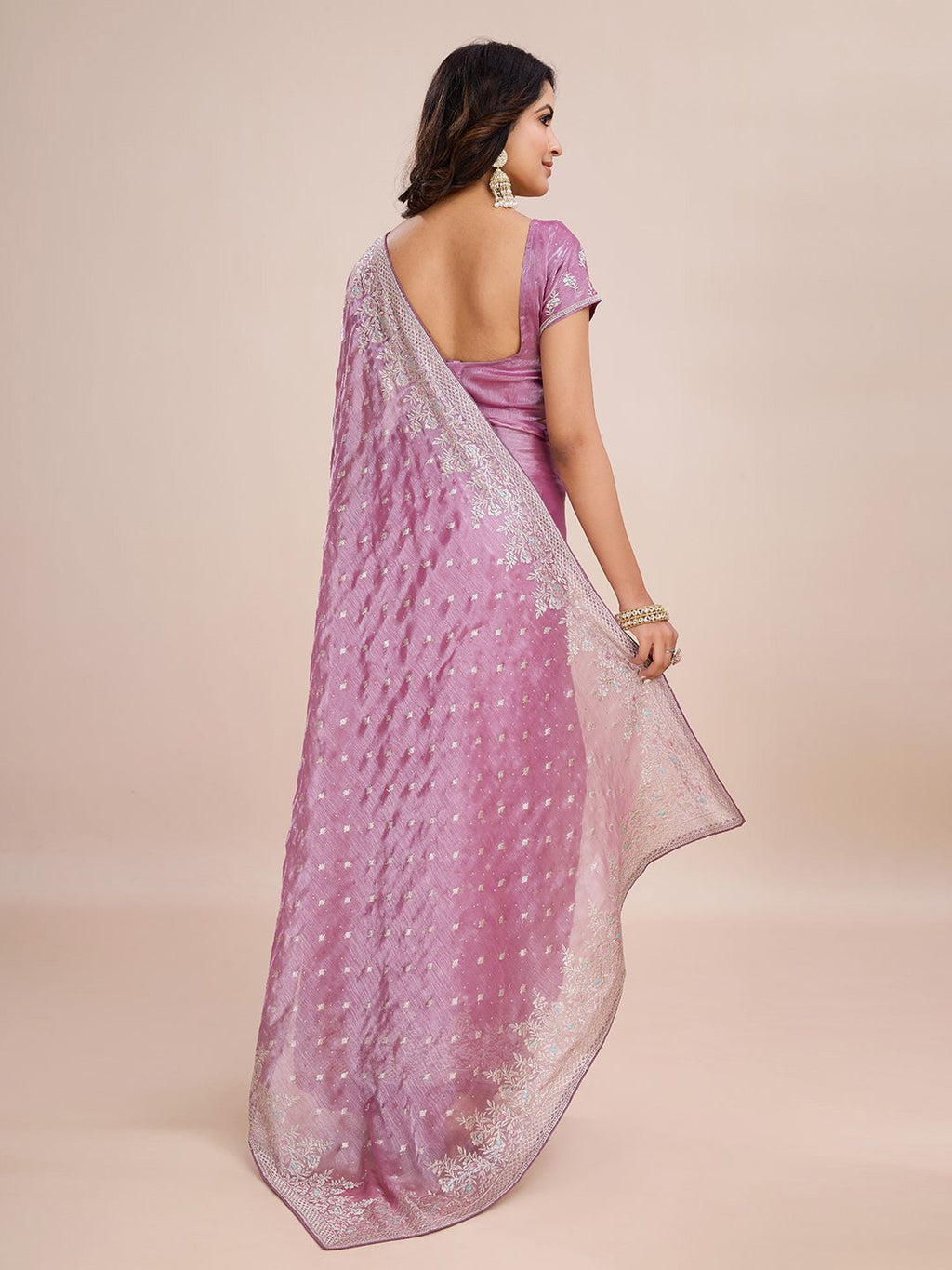 kasee Floral Zari Silk Blend Ready to Wear Saree | Grocsy