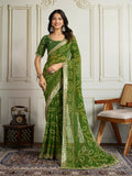 Ai Fashion Green Georgette Rajwadi Bandhani Print Party Wear Saree | Grocsy