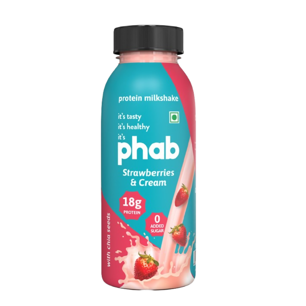 Phab Protein Milkshake With Protein Strawberries & Cream Flavour | Grocsy