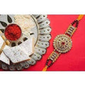 Stones Designer Rakhi with Kaju Katli Sweet | Grocsy