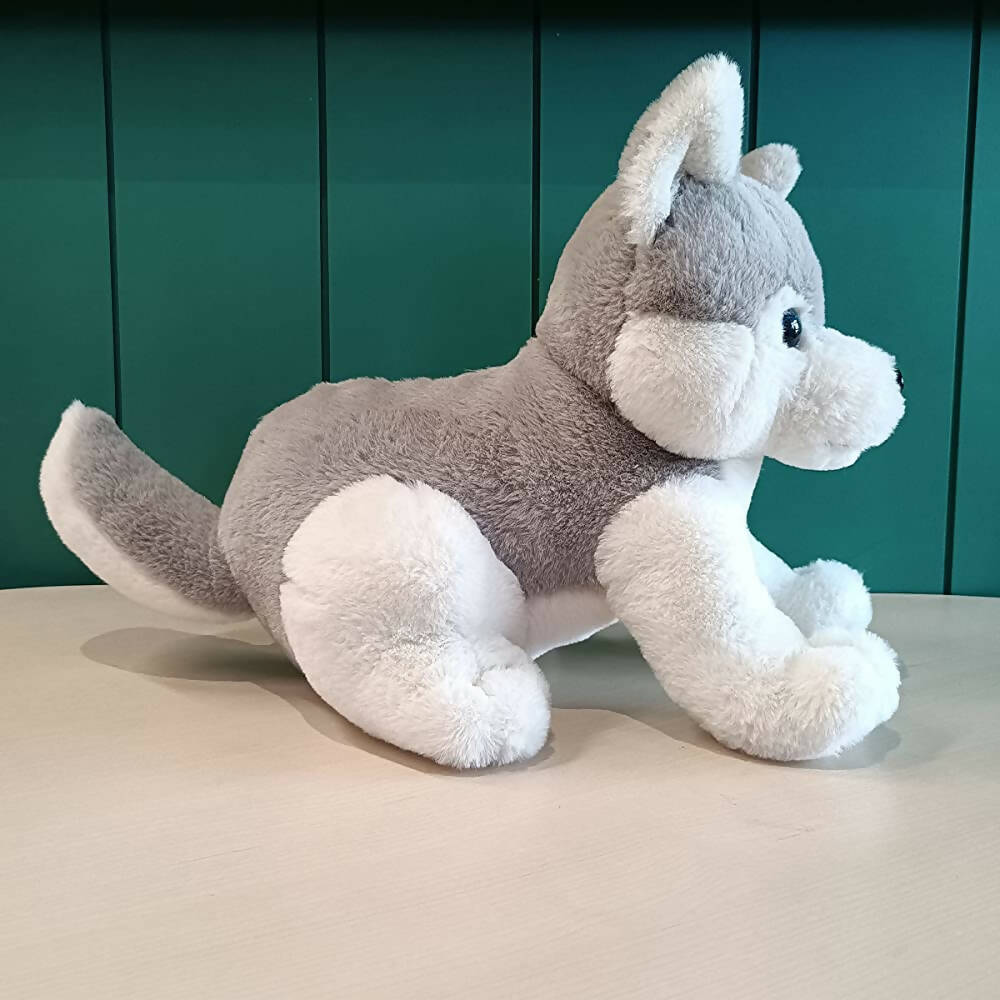 Webby Plush Husky Dog Stuffed Animal Puppy Soft Toy-Grey | Grocsy