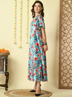 Myshka Women's Multi Printed Velvet Party Dress | Grocsy