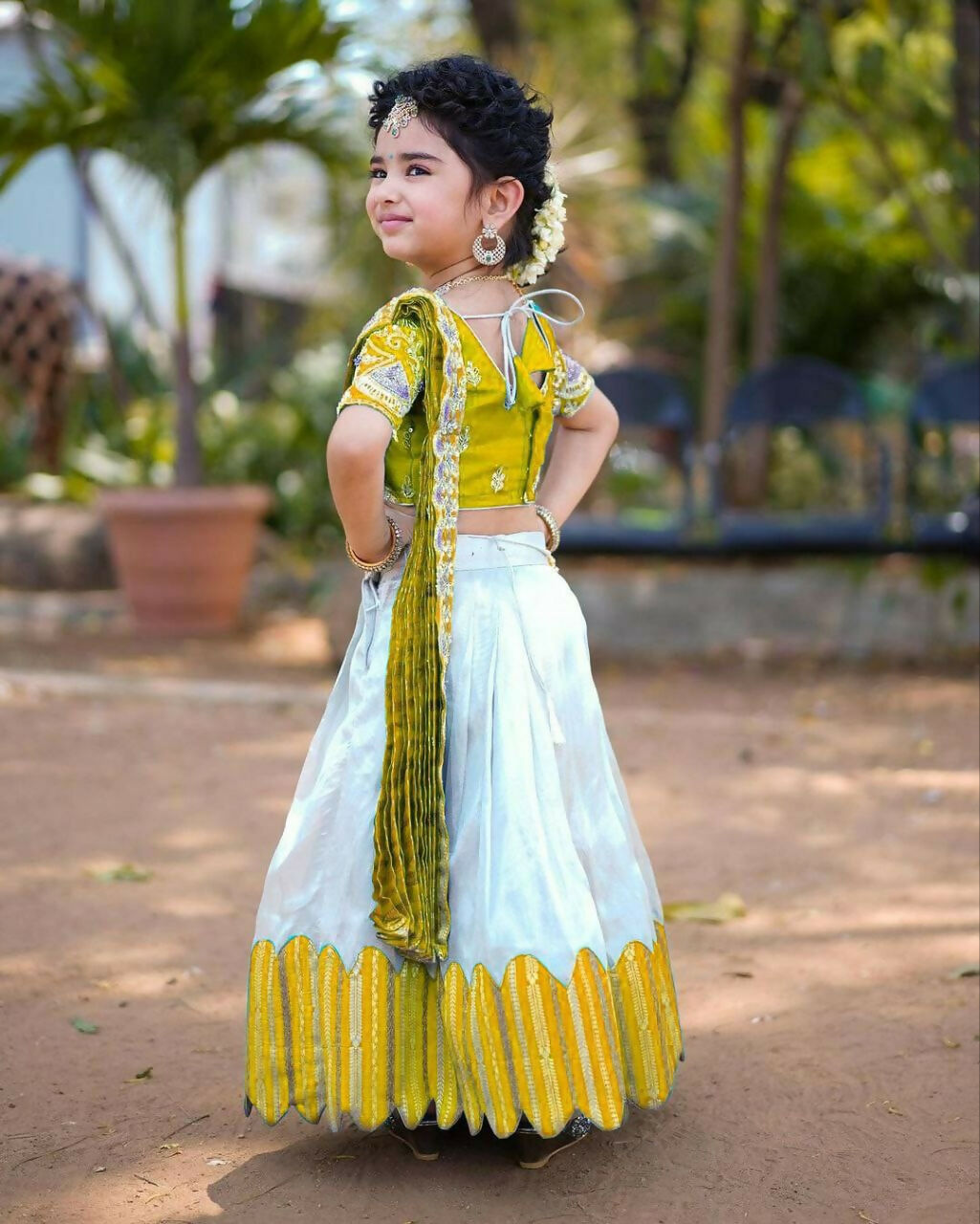 Jyoti Fashion Classy Yellow Heavy Chenille Sequins Embroidered Kids Lehenga Choli Set | Grocsy