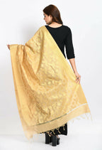 Mominos Fashion Moeza Women's Banarsi Silk Floral Woven Design Golden Dupatta | Grocsy