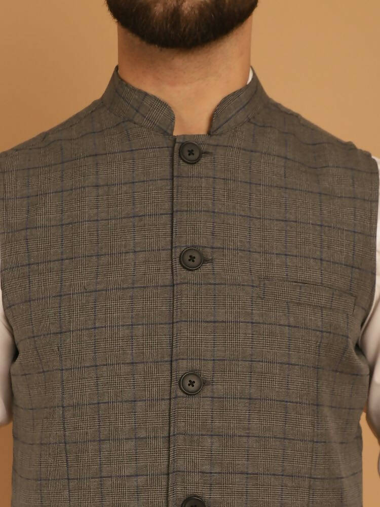 Even Apparels Nehru Jacket With Welt Pockets - Grey | Grocsy