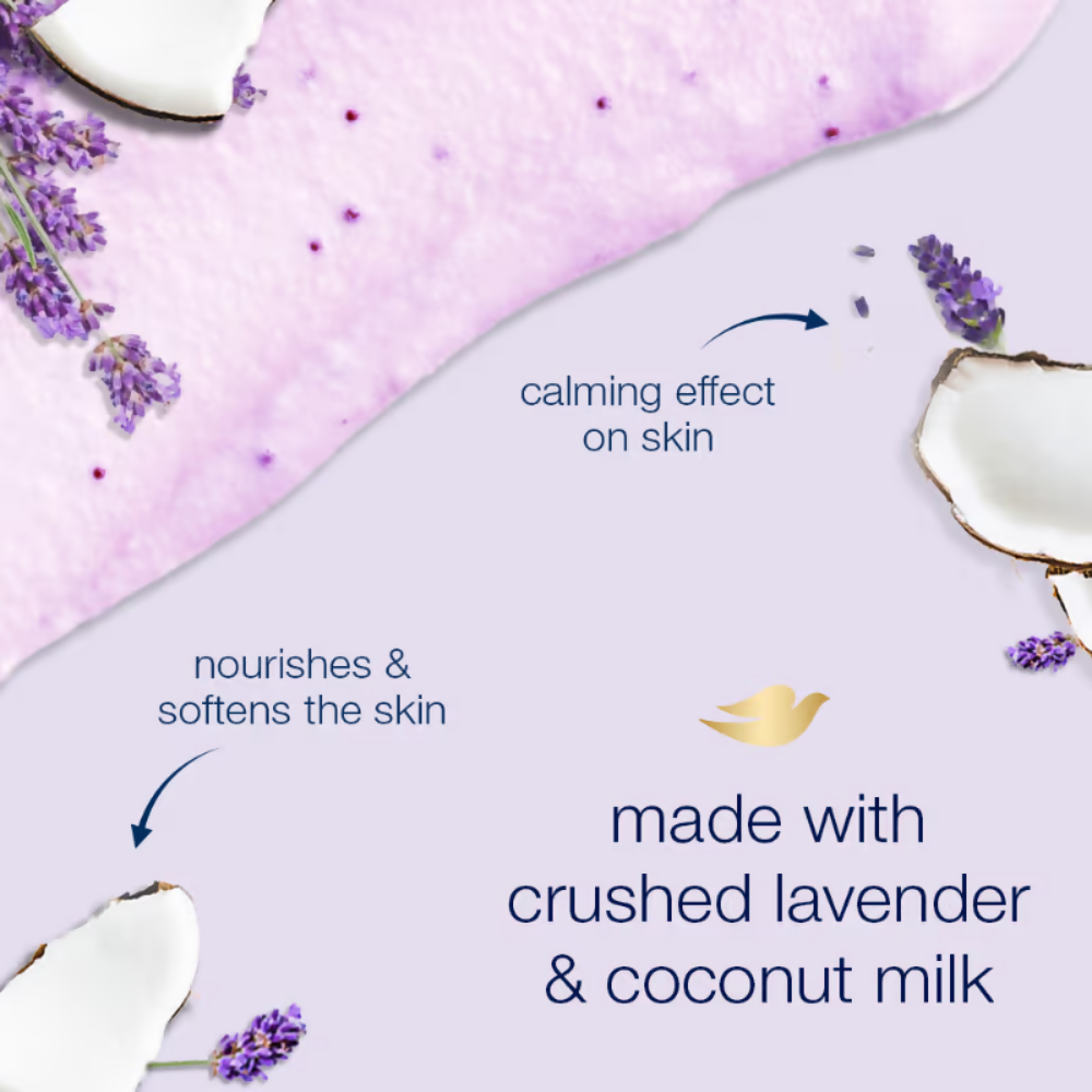 Dove Exfoliating Body Polish Scrub With Crushed Lavender And Coconut Milk | Grocsy