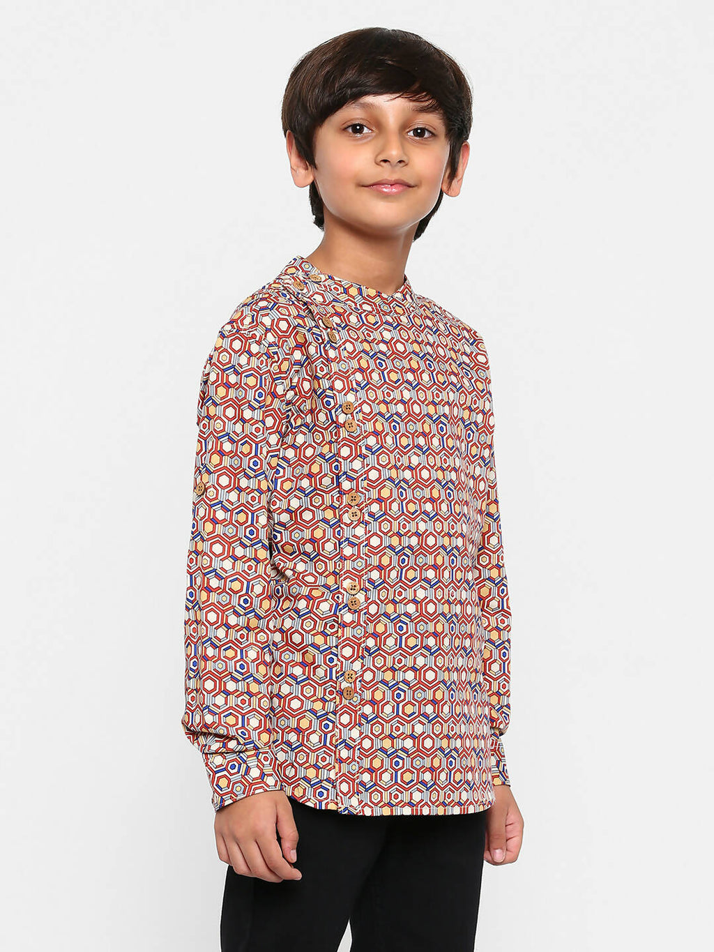 Manet Ethnic Full Sleeves Printed Shirt - Brown | Grocsy