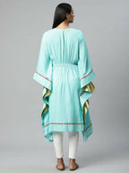 Ahalyaa Womens Blue Rayon Printed Kaftan | Grocsy