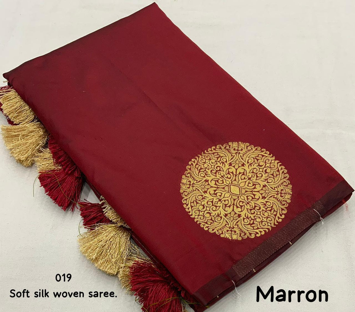 Maroon Silk Woven Saree with Unstitched Blouse - Hiral Fashion | Grocsy