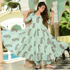 PartyWear Designer Powder Blue Pure Maslin Palazzo Suit - Anbazaar | Grocsy