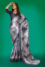 Aayaa Designer Printed Satin Saree - Multi Color | Grocsy