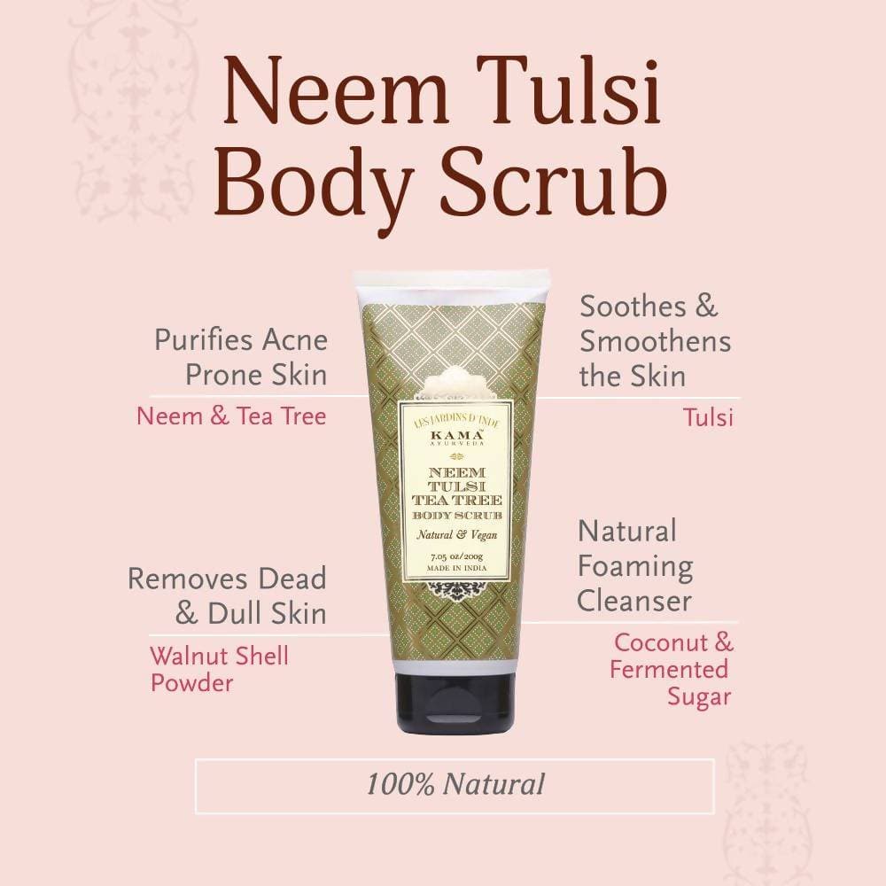 Kama Ayurveda Neem Tulsi Tea Tree Body Scrub 200gm | Grocsy