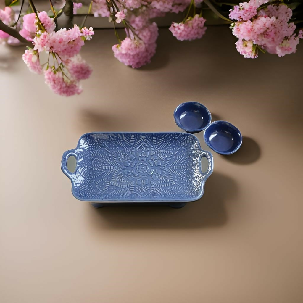 Collectibles India Flower Bloom Platter with Dip Bowls | Grocsy