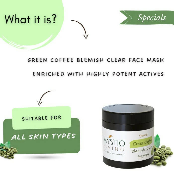 Mystiq Living Specials Green Coffee Blemish Clear Face Mask | Grocsy