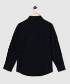 Manet Boys Full Sleeves Solid Shirt - Navy Blue | Grocsy
