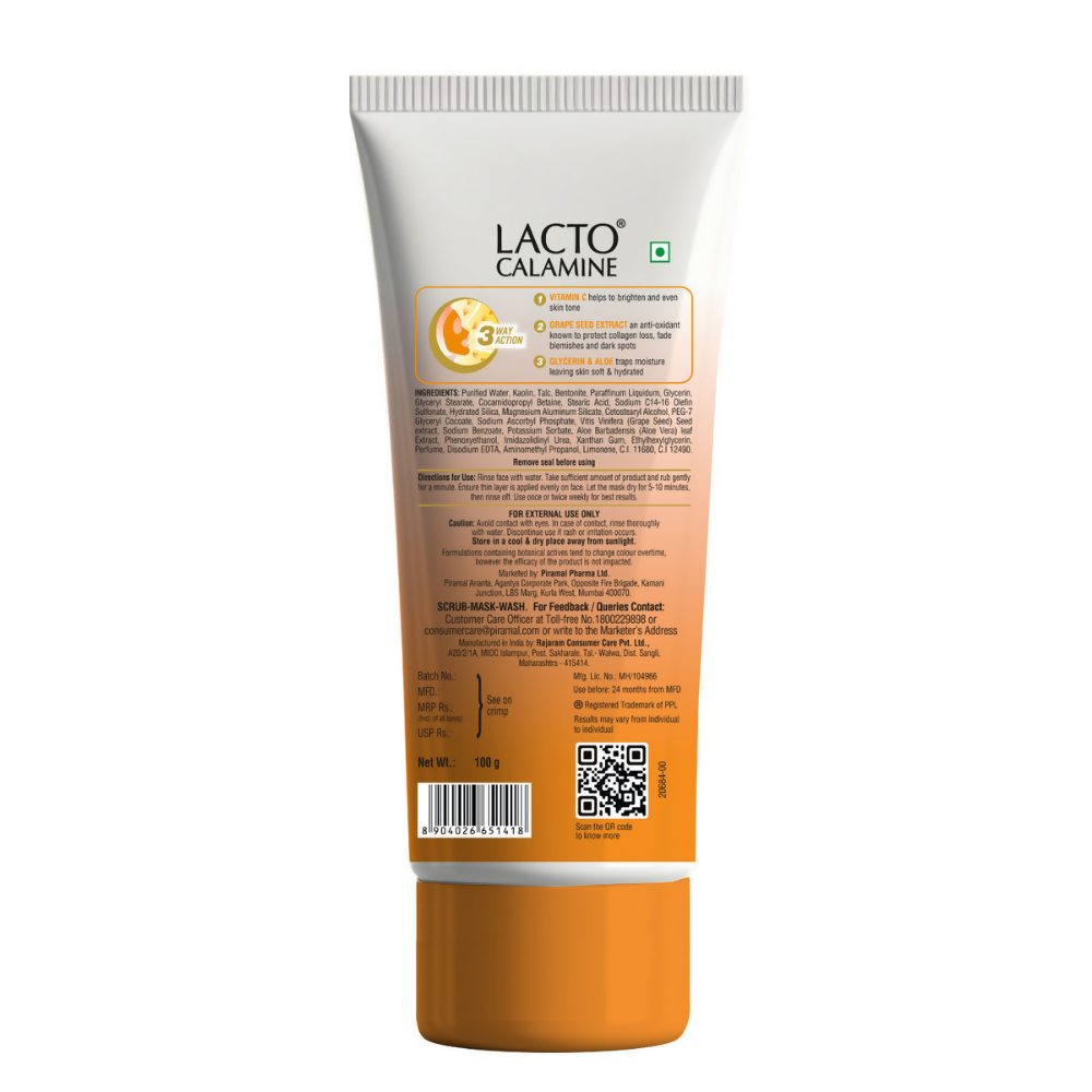 Lacto Calamine 3 - In - 1 Vitamin C Face Scrub - Mask - Wash | Grocsy