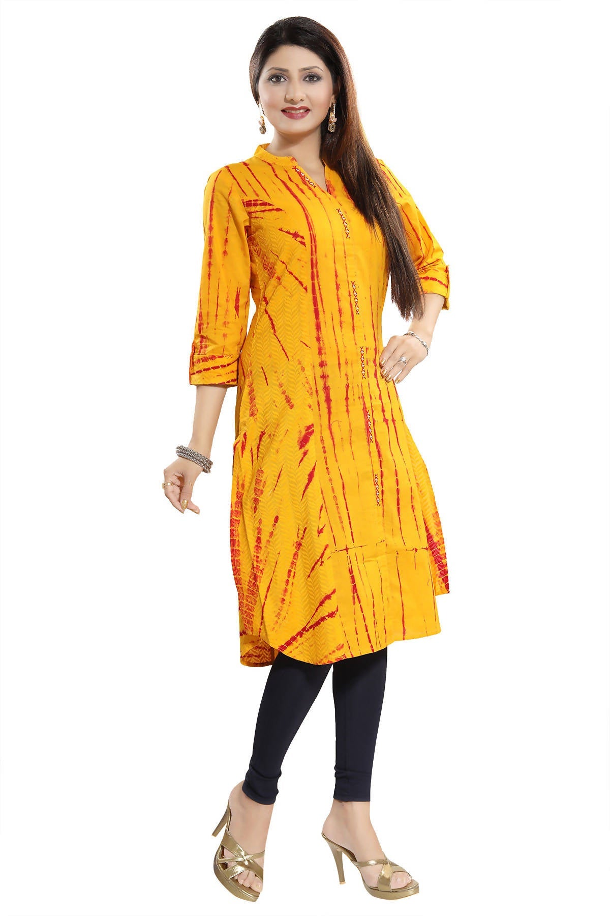 Snehal Creations Yellow Cotton Chikan Embroidery Tunic | Grocsy