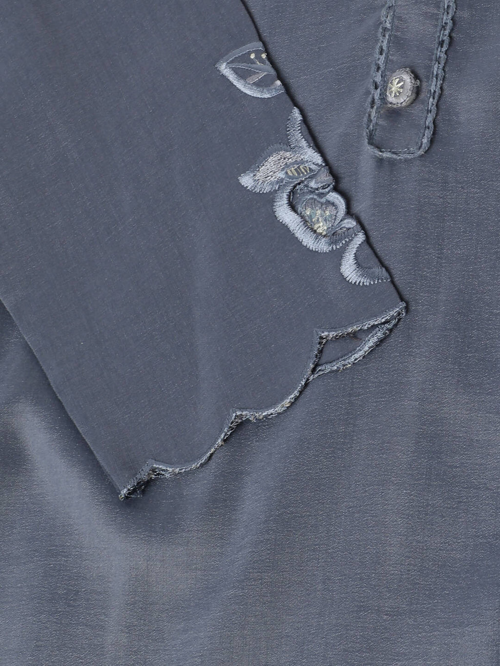 Grey Chinon Silk Embroidered Straight Kurta with Trouser & Dupatta - Salimar | Grocsy