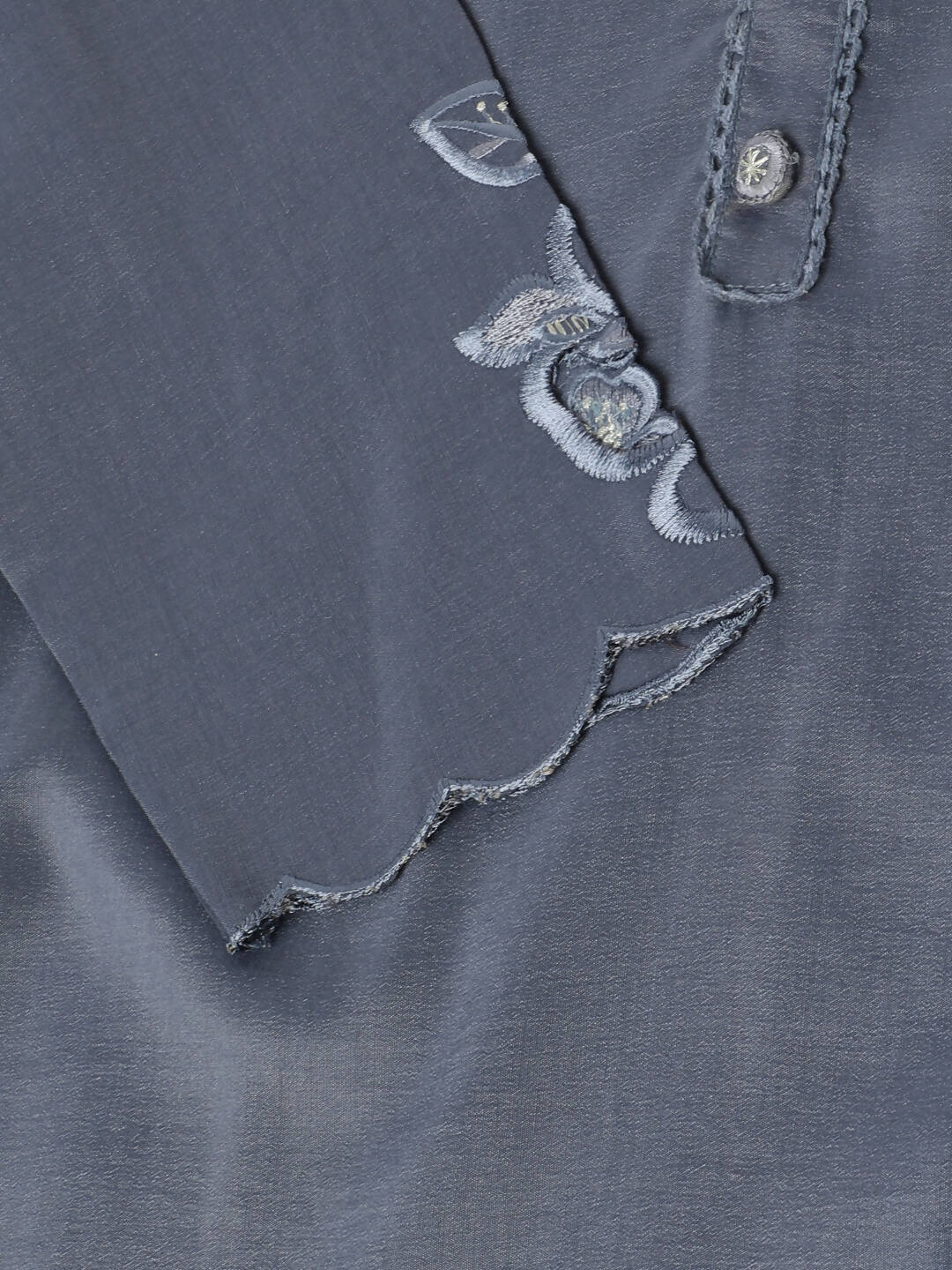 Grey Chinon Silk Embroidered Straight Kurta with Trouser & Dupatta - Salimar | Grocsy
