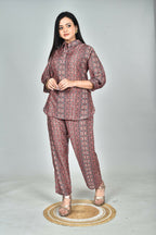 Morchari Digital Print Semi Muslin Co-Ord Set Top & Trouser-Multicolor | Grocsy