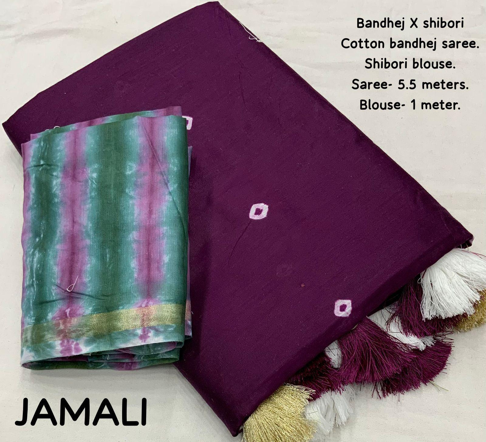 Purple Chanderi Cotton Block Print Saree with Unstitched Blouse - Hiral Fashion | Grocsy