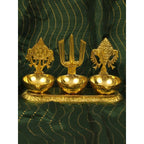 Spillbox Gold-Toned Brass Namah 3 Kuber Diya Pooja Essential | Grocsy