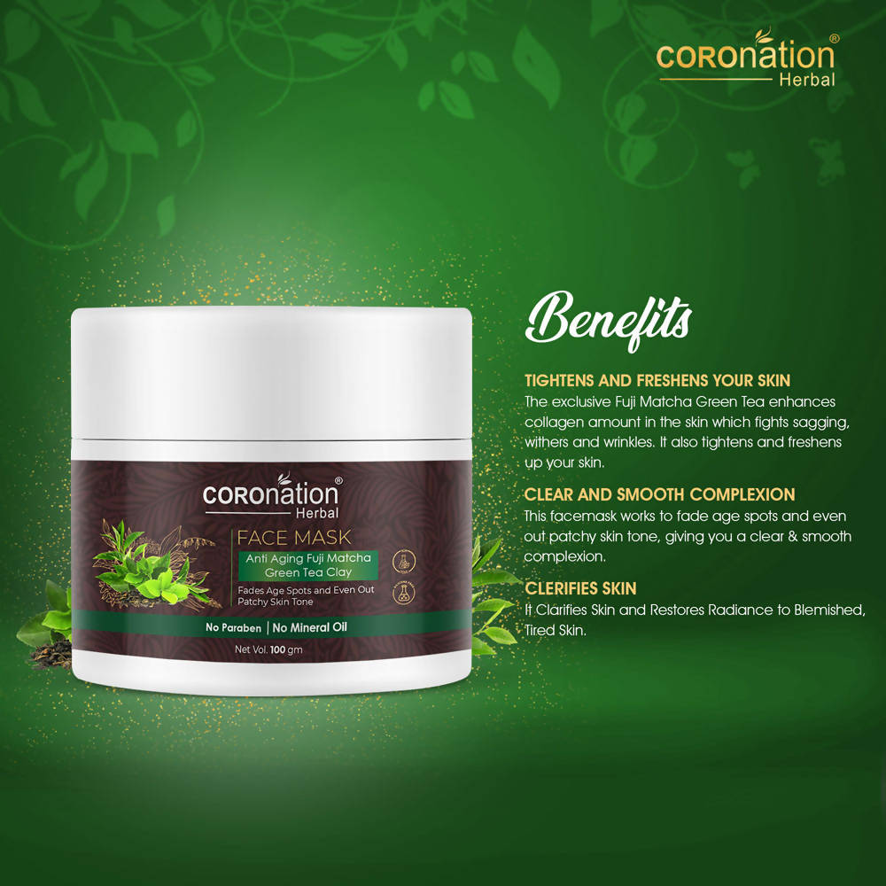 Coronation Herbal Anti Aging Fuji Matcha Green Tea Clay Face Mask | Grocsy