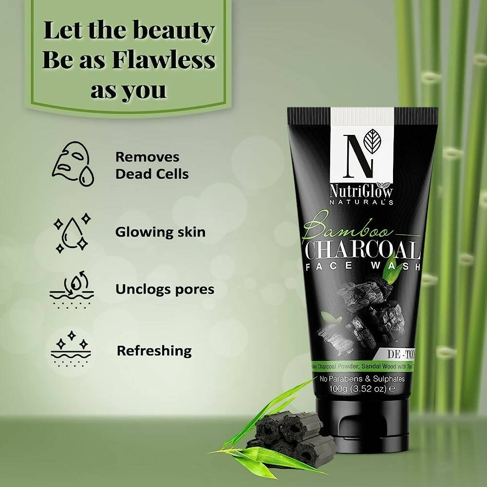 NutriGlow NATURAL'S Bamboo Charcoal Face Wash | Grocsy
