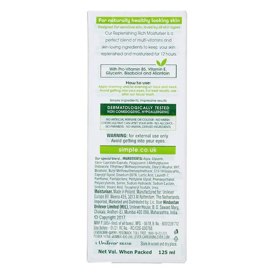 Simple Kind To Skin Replenishing Rich Moisturizer | Grocsy