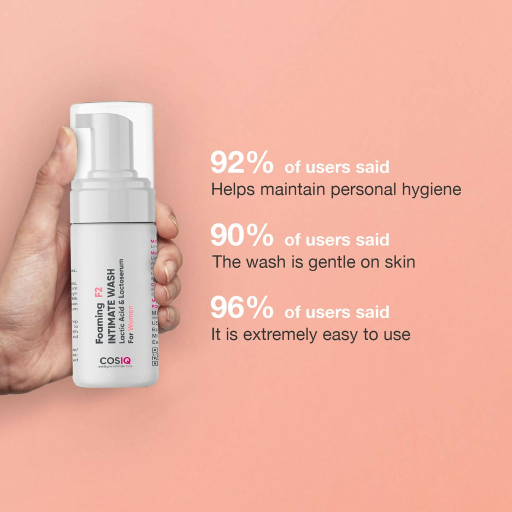 Cos-IQ Foaming F2 Intimate Wash For Women, Hygiene Wash with Lactic Acid & Lactoserum | Grocsy