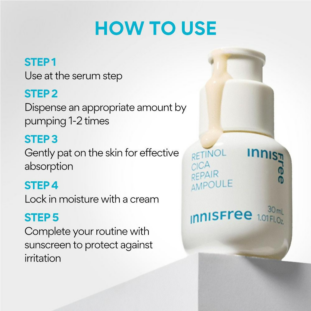 Innisfree 0.15% Retinol Cica Ampoule Daily Care For Pores, Dead Skin, Anti-Aging - Beginner-Friendly | Grocsy