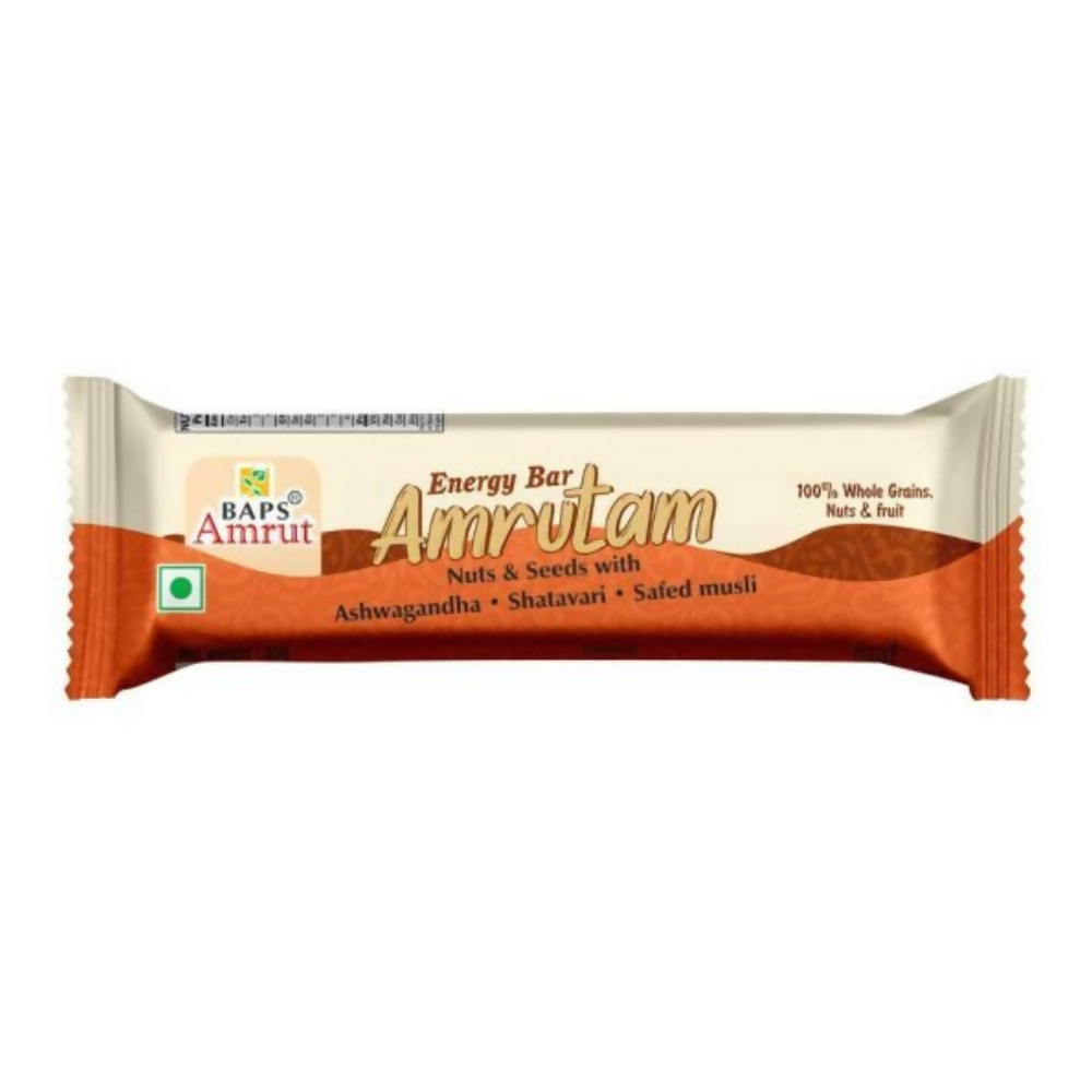 Baps Amrut Energy Bar Amrutam (Nuts & Seeds With Ashwagandha , Shatavari , Safed Musli) | Grocsy